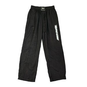 Bjhg Pants Mens L Large Black Pleated Drawstring Wide Leg Elastic Waist Pocket